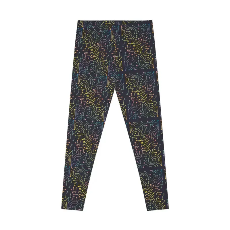 Sleek Leggings Colorful Circuits Abstract