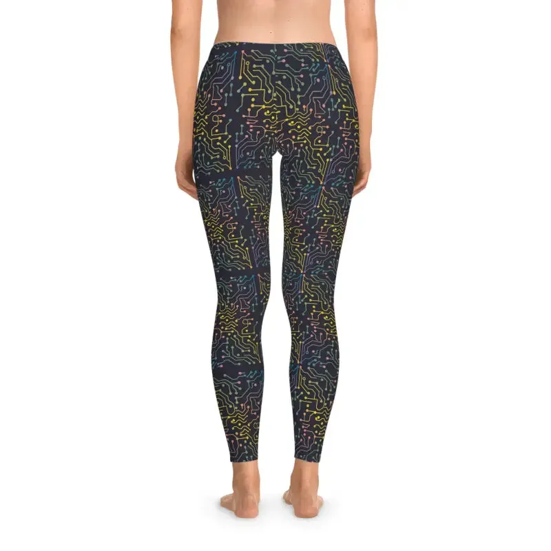 Sleek Leggings Colorful Circuits Abstract