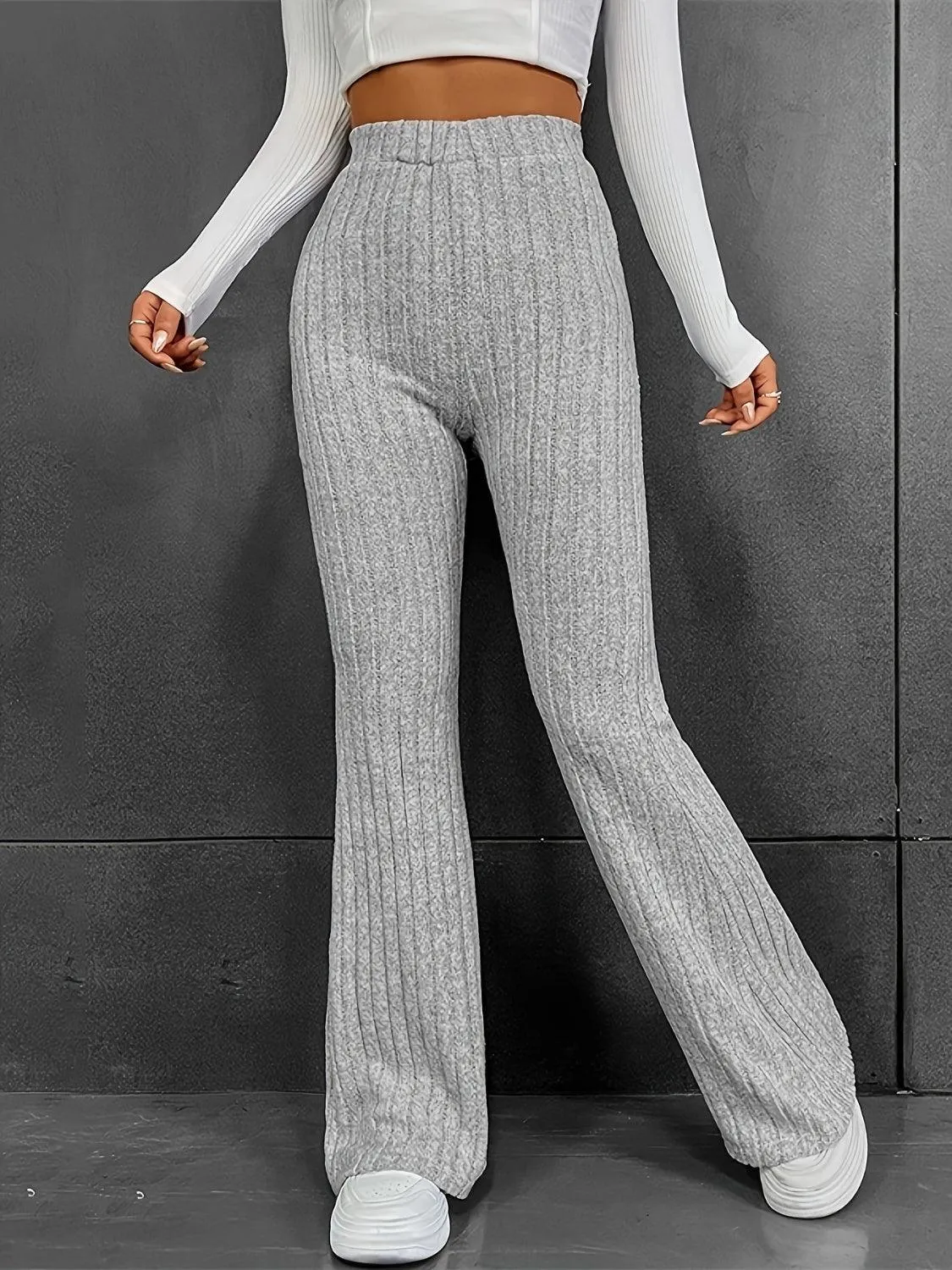 Sleek Move Ribbed High Waist Bootcut Pants
