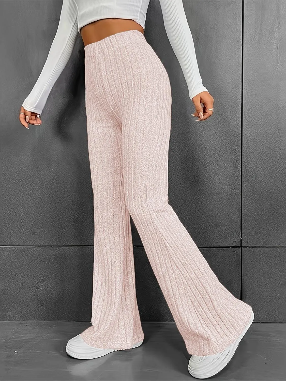 Sleek Move Ribbed High Waist Bootcut Pants