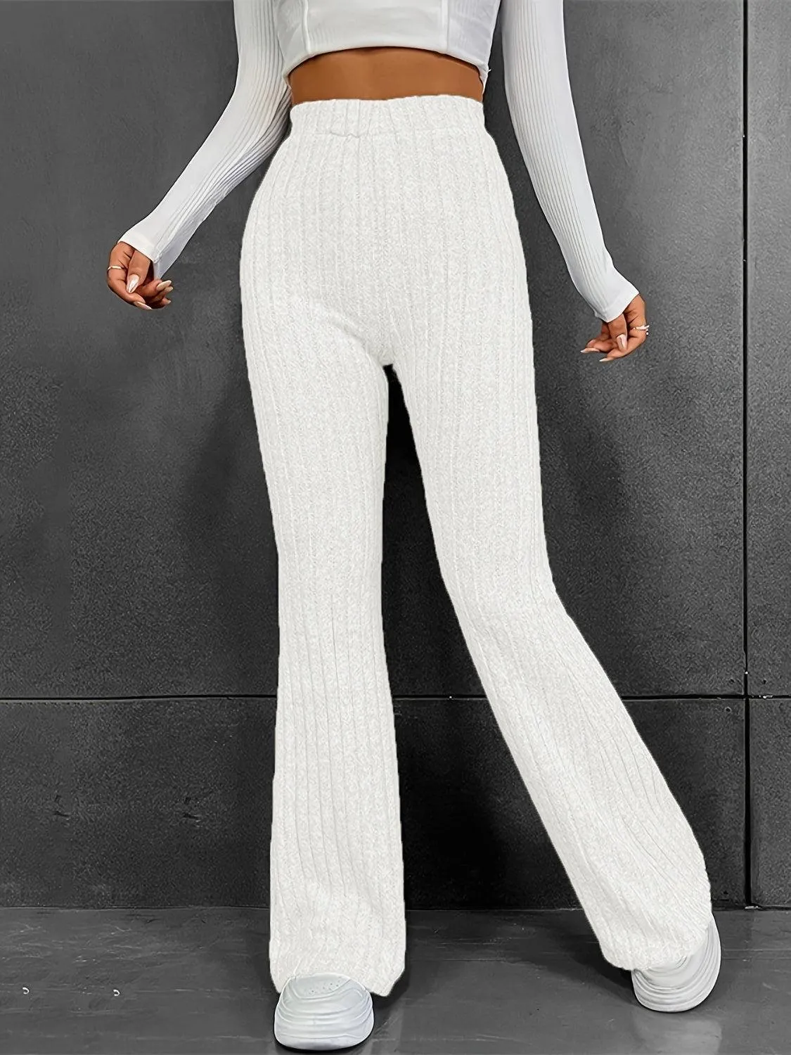 Sleek Move Ribbed High Waist Bootcut Pants