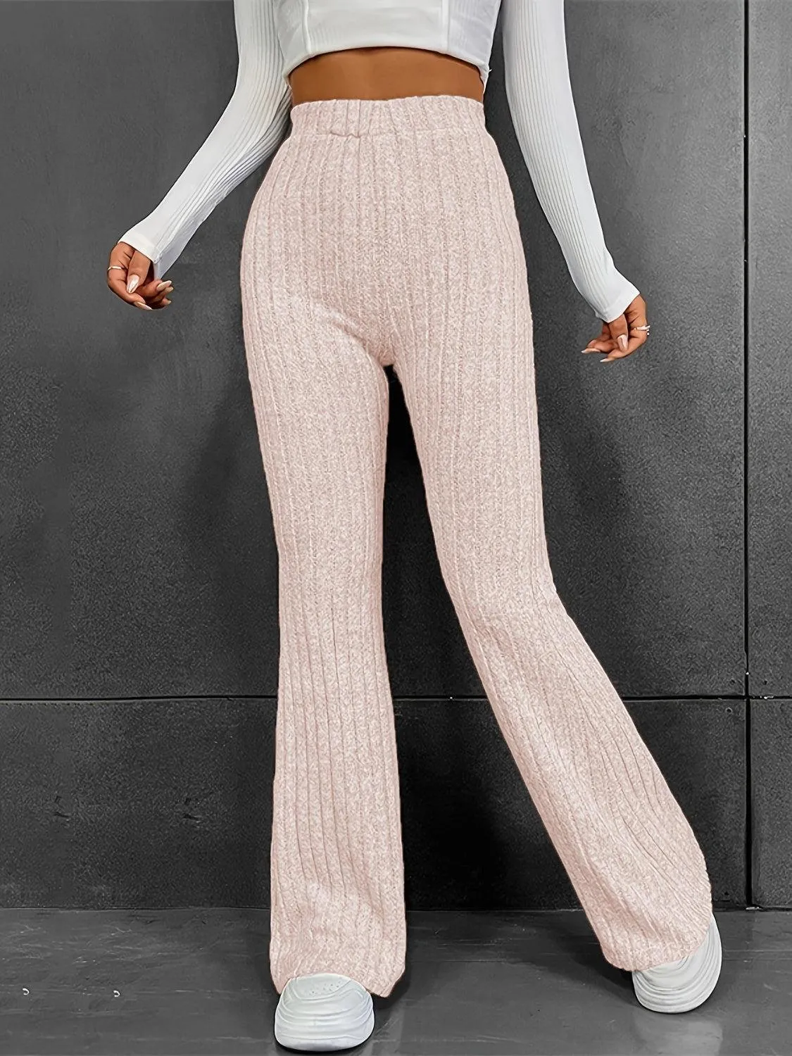 Sleek Move Ribbed High Waist Bootcut Pants