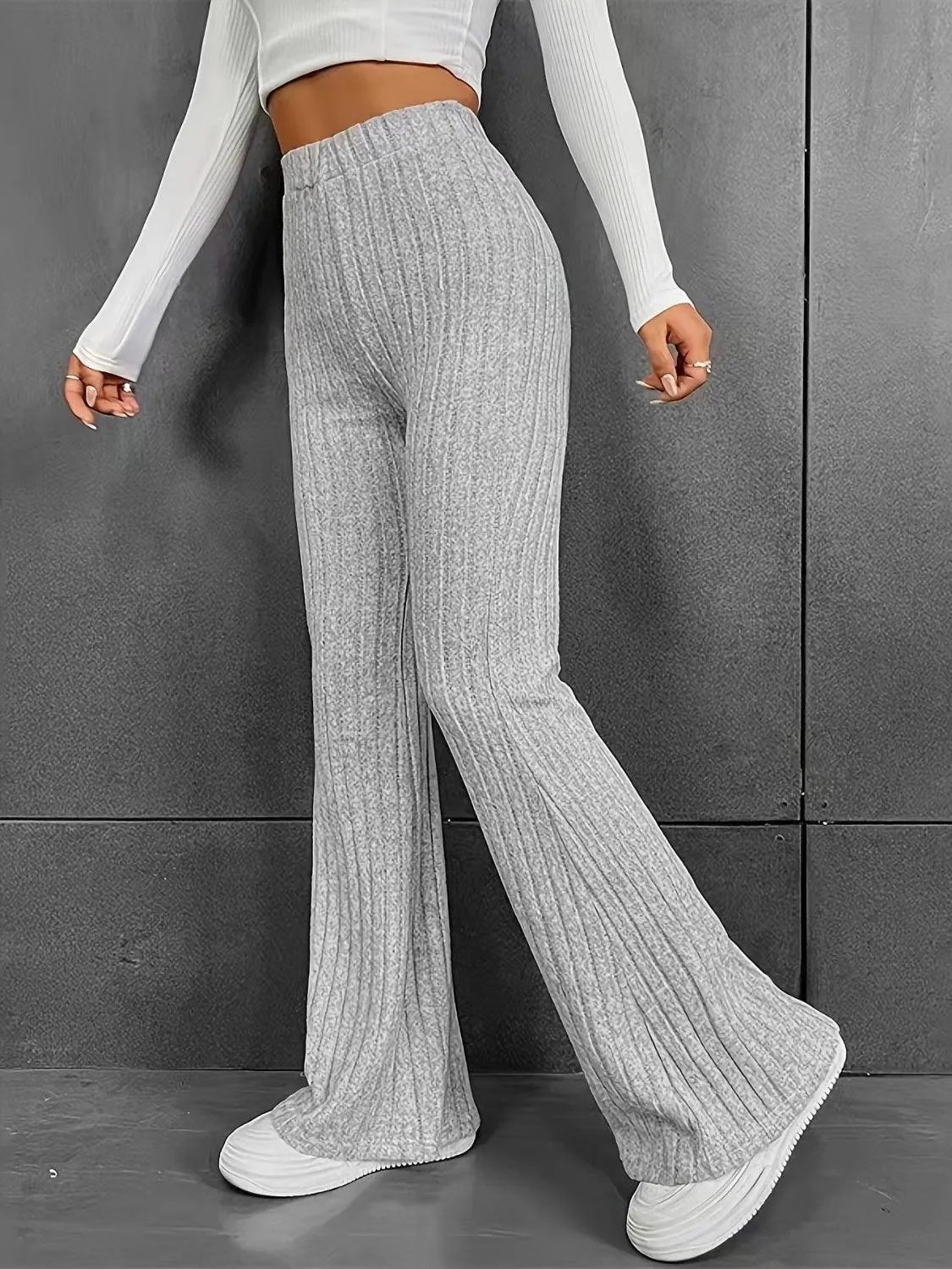 Sleek Move Ribbed High Waist Bootcut Pants