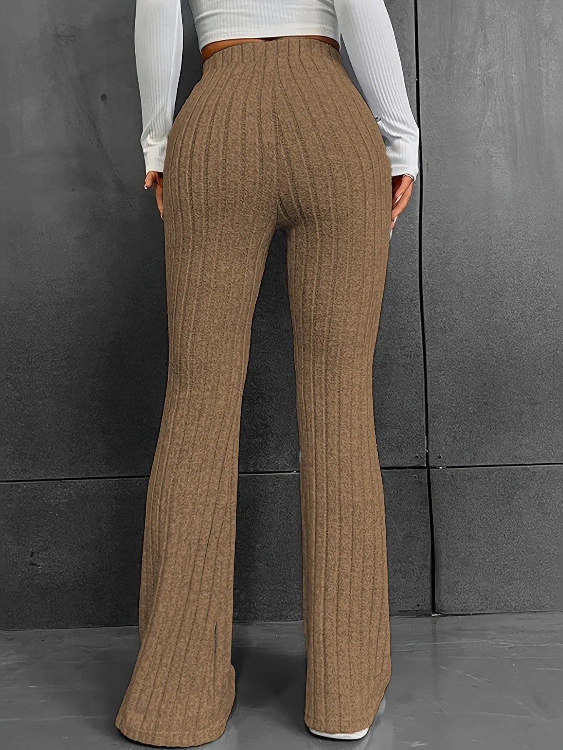 Sleek Move Ribbed High Waist Bootcut Pants