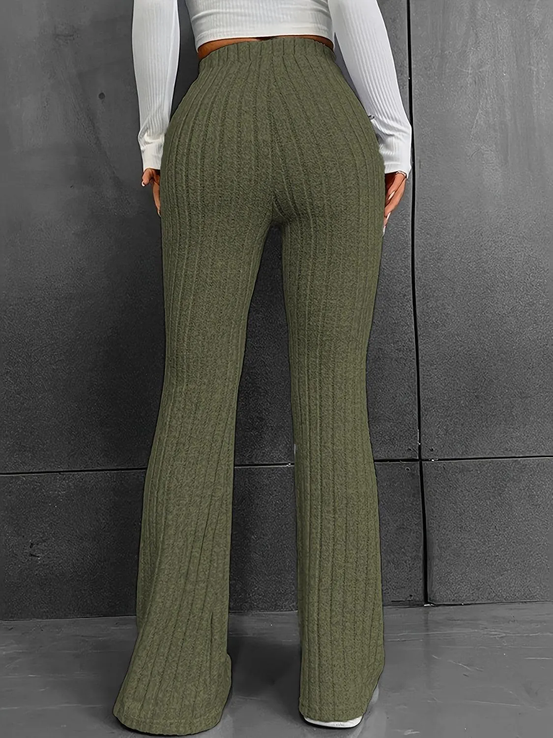 Sleek Move Ribbed High Waist Bootcut Pants