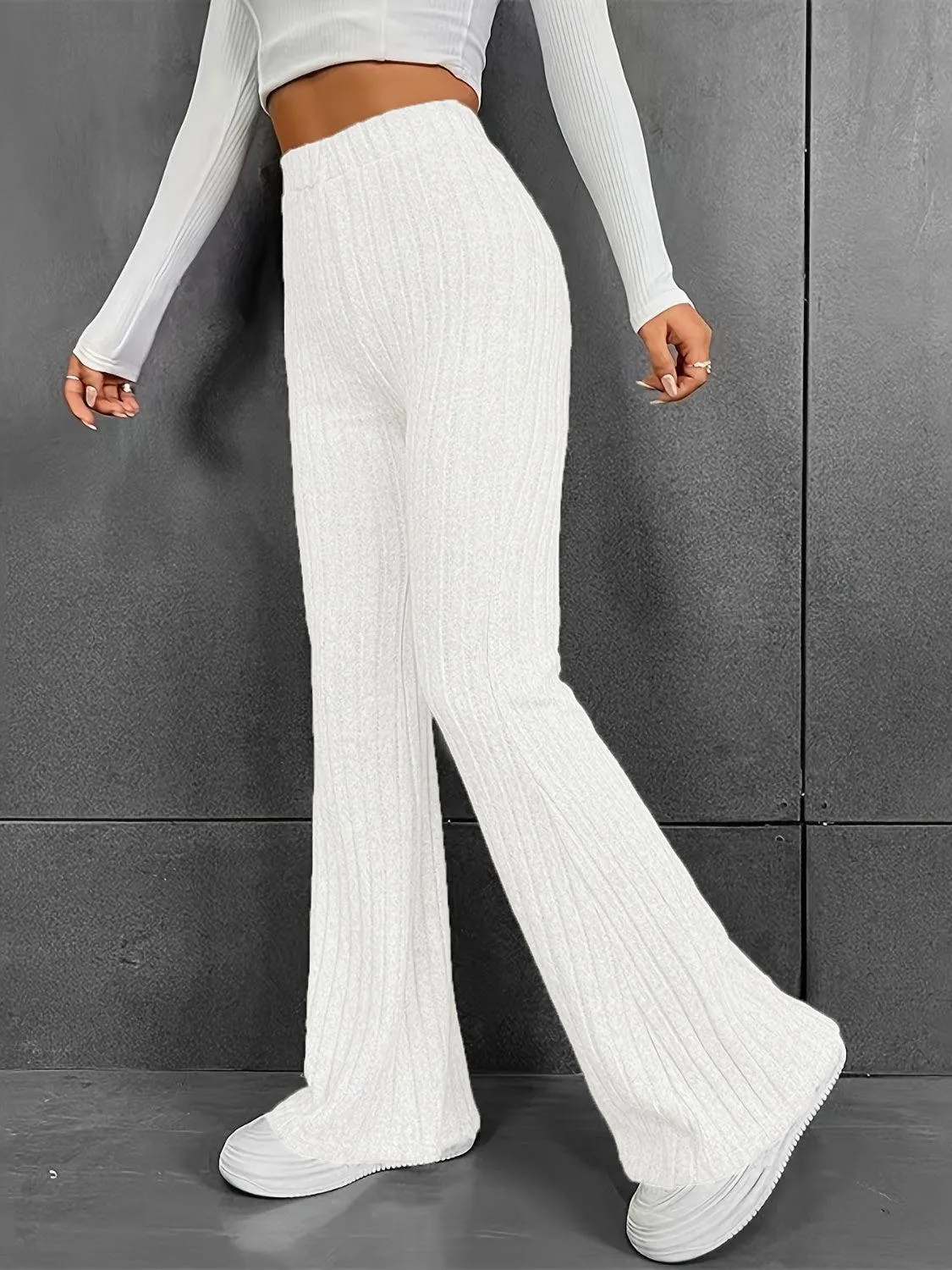 Sleek Move Ribbed High Waist Bootcut Pants
