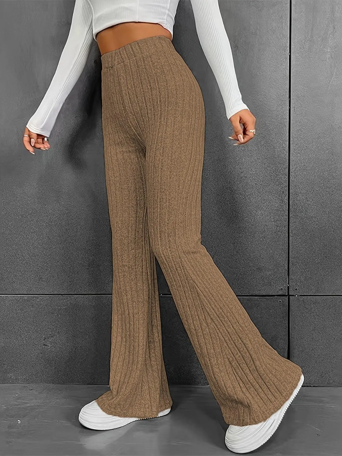 Sleek Move Ribbed High Waist Bootcut Pants