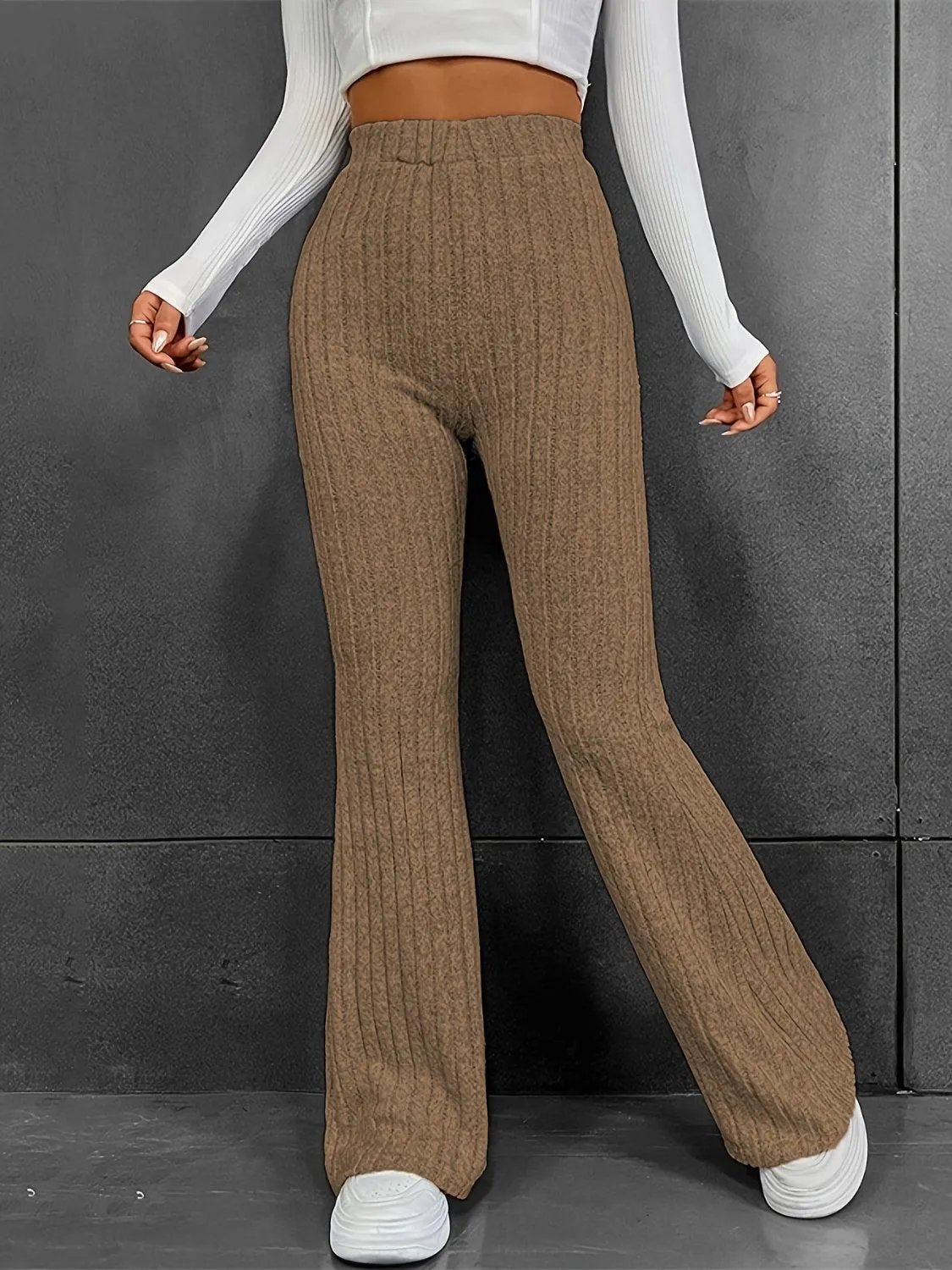 Sleek Move Ribbed High Waist Bootcut Pants