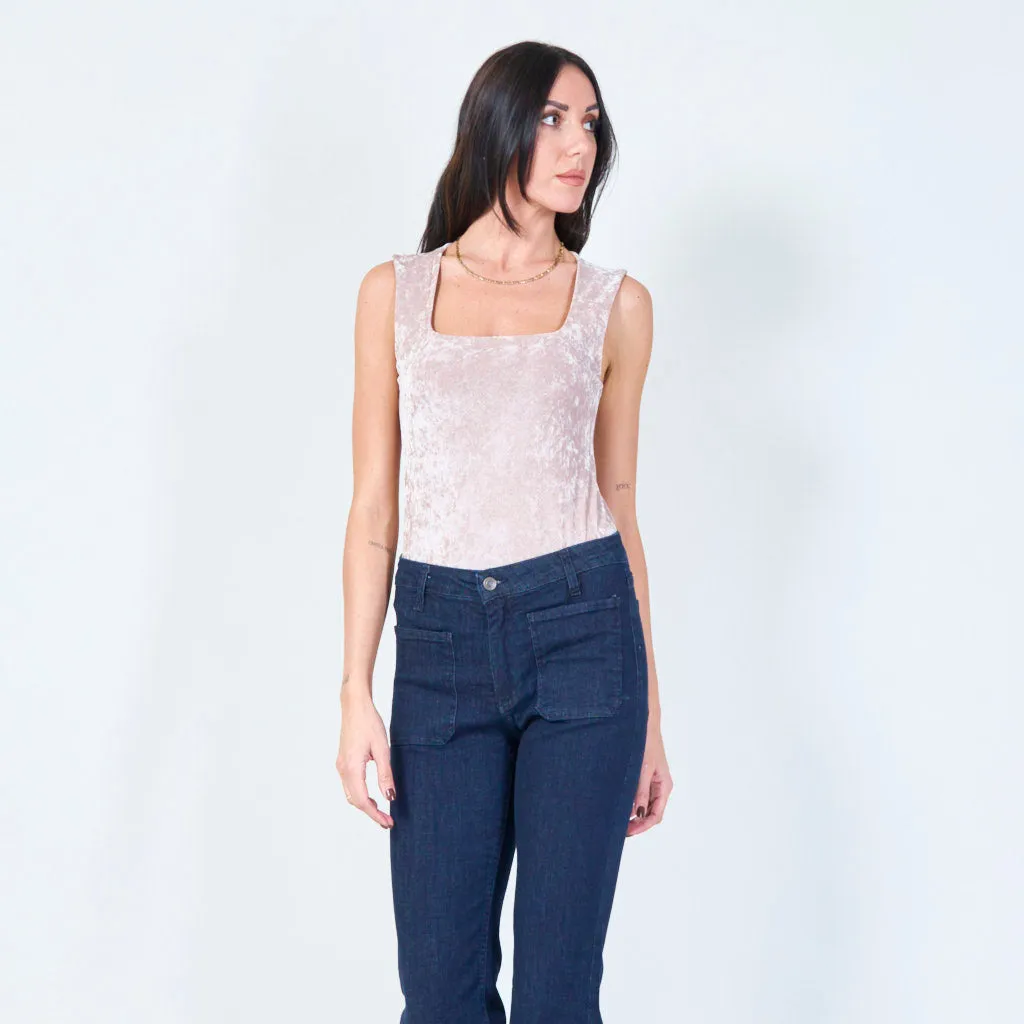 Sleek sleeveless bodysuit with ruched detail wholesale