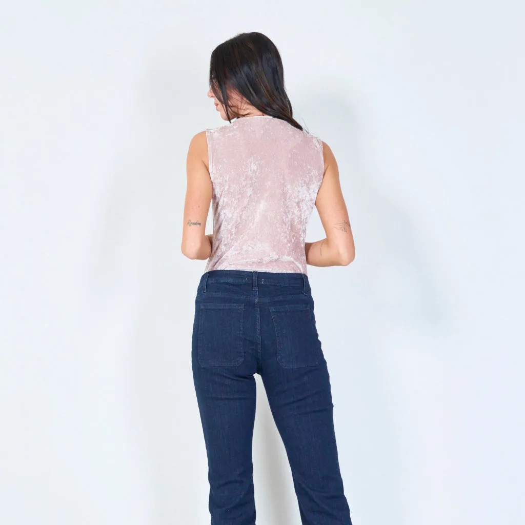 Sleek sleeveless bodysuit with ruched detail wholesale