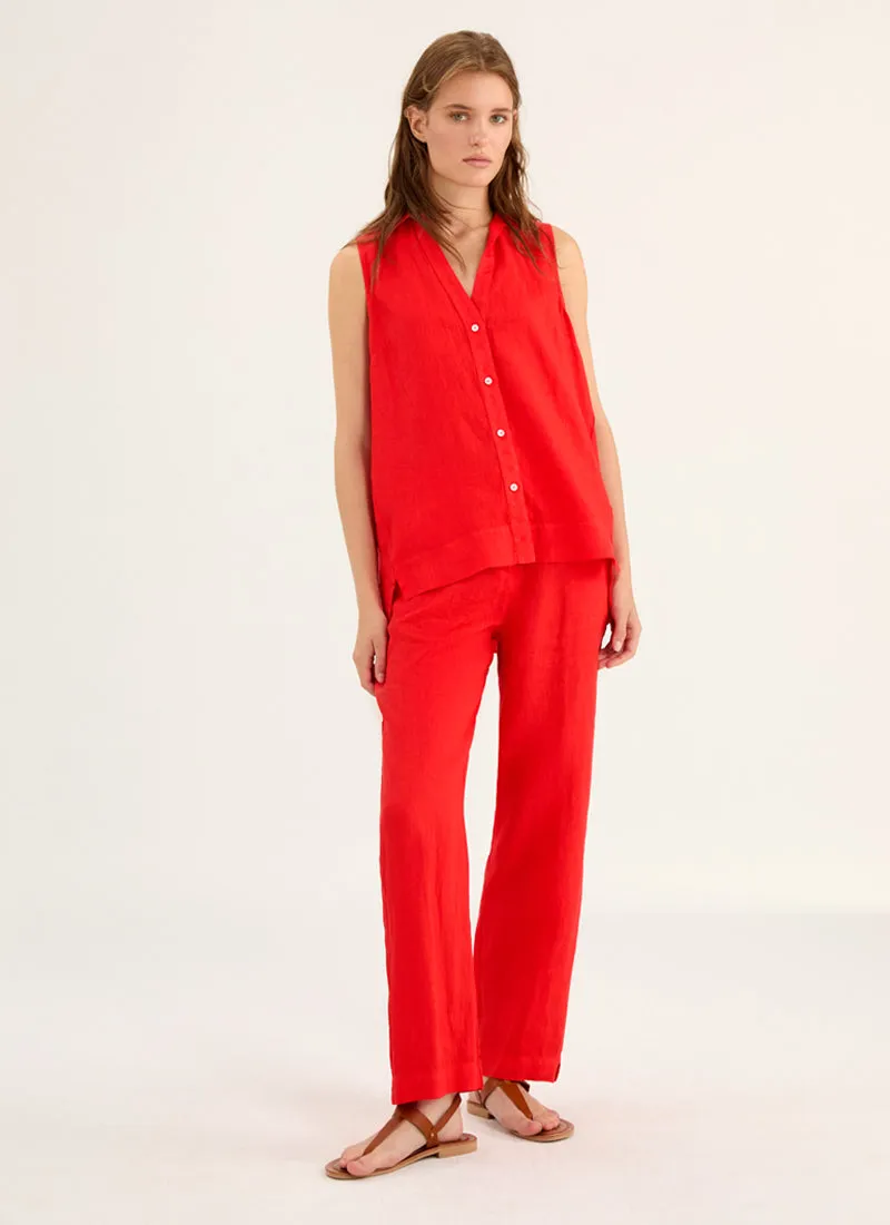 Sleeveless Button Up Shirt