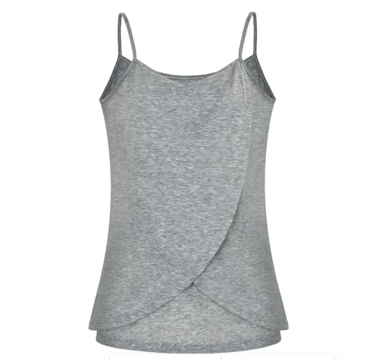 Sleeveless Soft Cotton Blend Maternity Breastfeeding Shirts