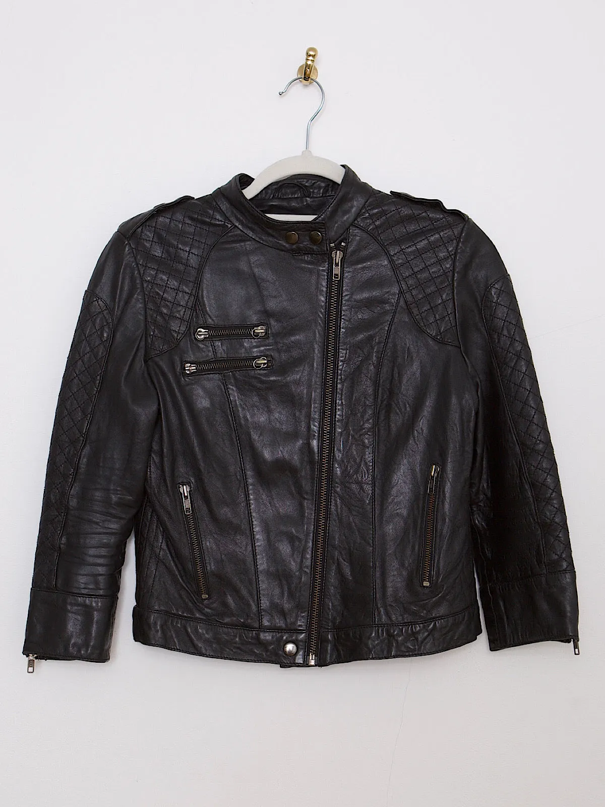 Soft leather biker jacket in black