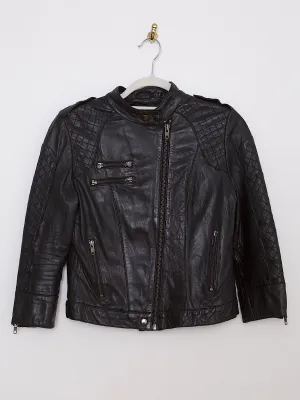 Soft leather biker jacket in black