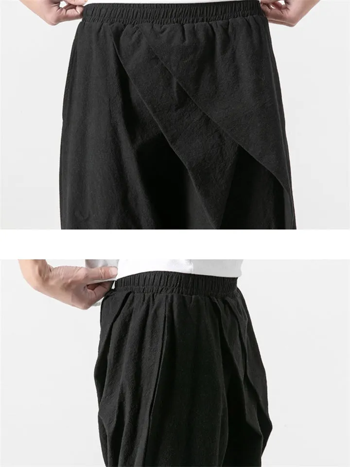 Solid Color Stylish Irregular Cropped Pants