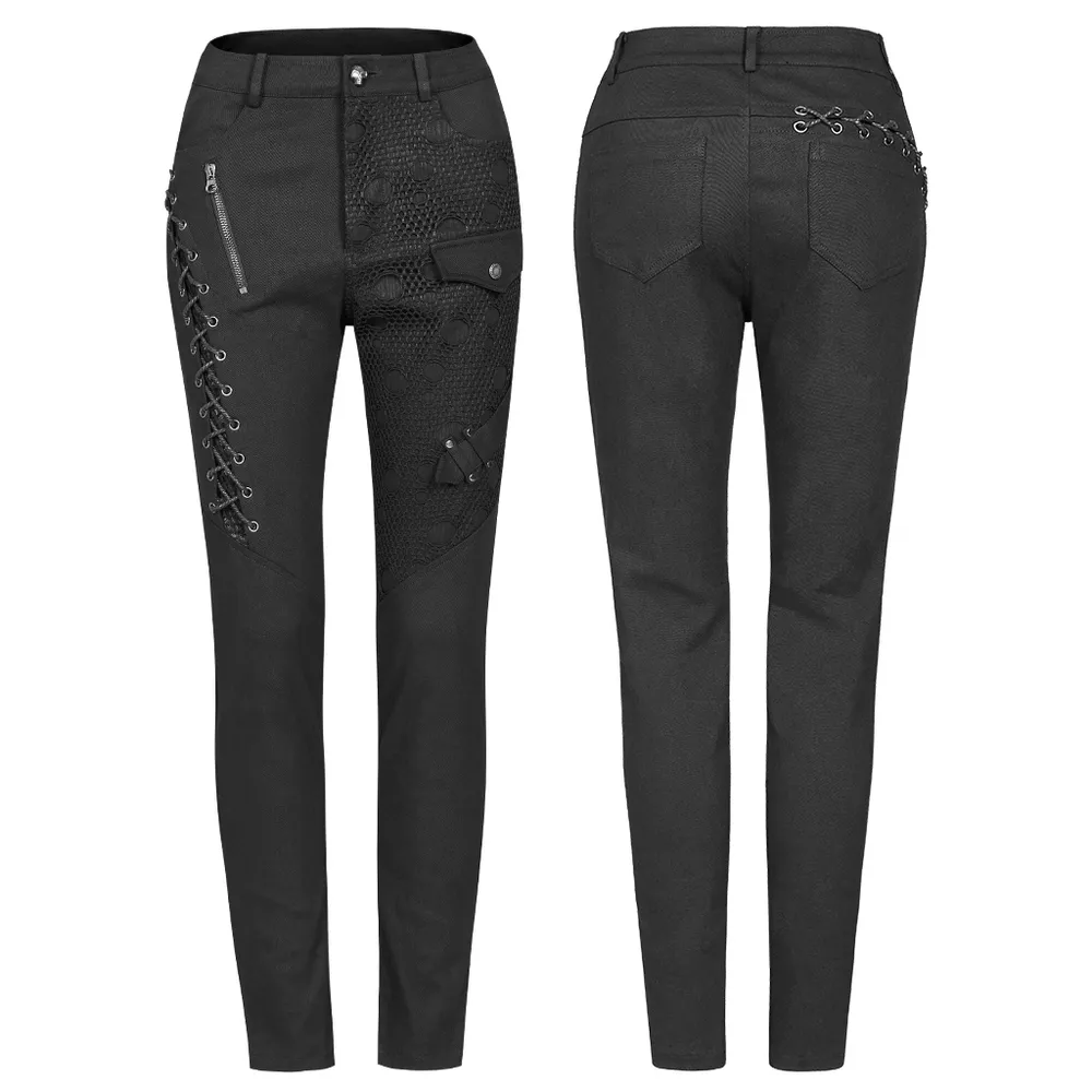 Stylish Gothic Lace-Up Side Detail Skinny Pants