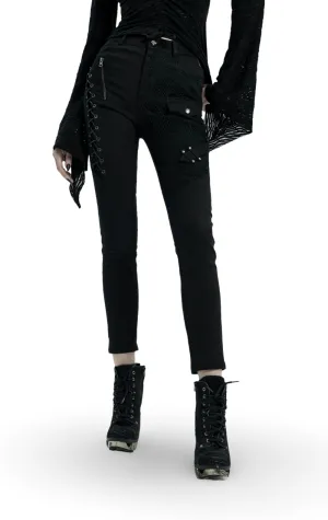 Stylish Gothic Lace-Up Side Detail Skinny Pants