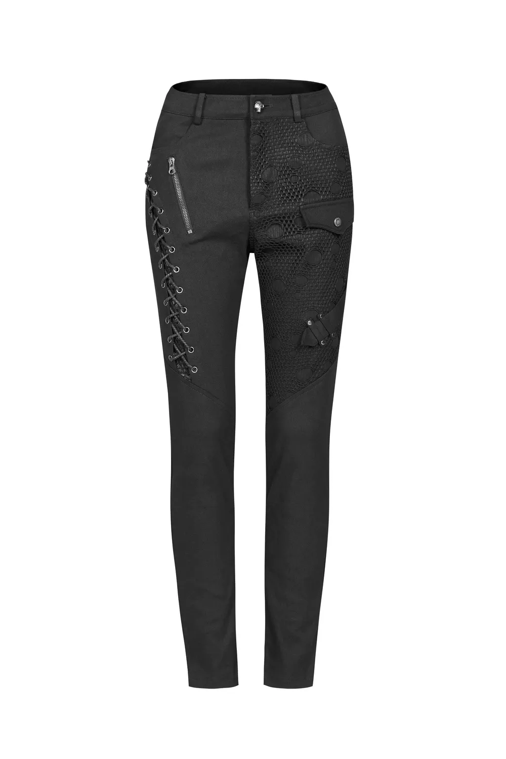 Stylish Gothic Lace-Up Side Detail Skinny Pants