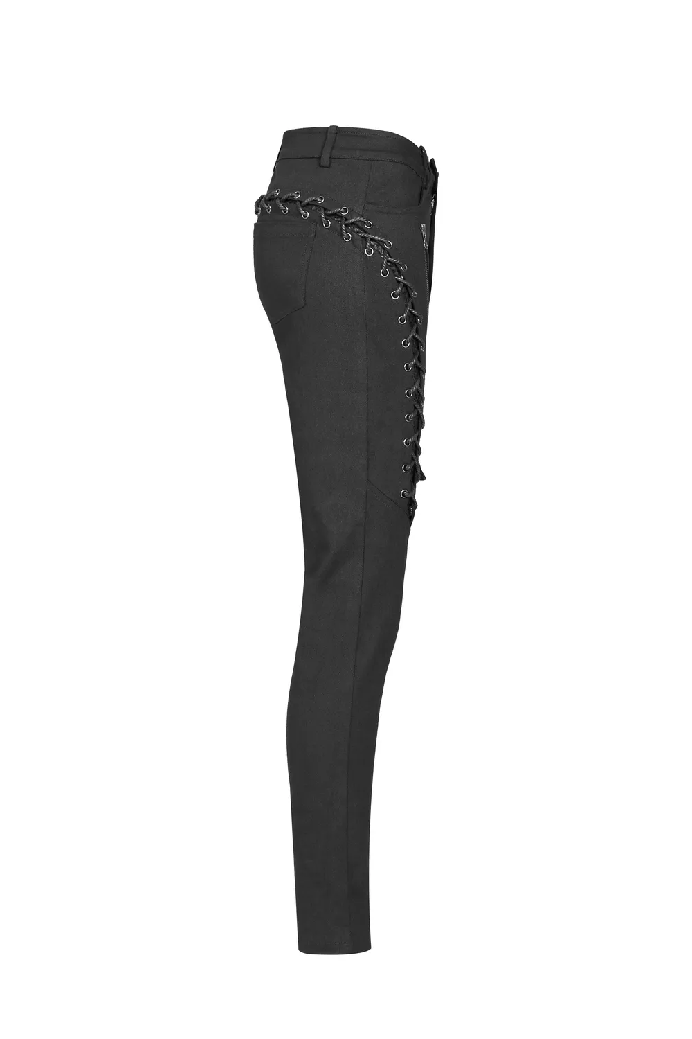 Stylish Gothic Lace-Up Side Detail Skinny Pants