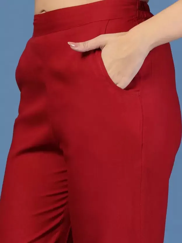 Stylish Red Sleeveless Co-ords