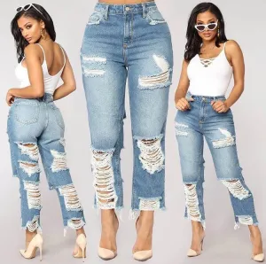 Summer High Waist Ripped Bodycon Denim Pants