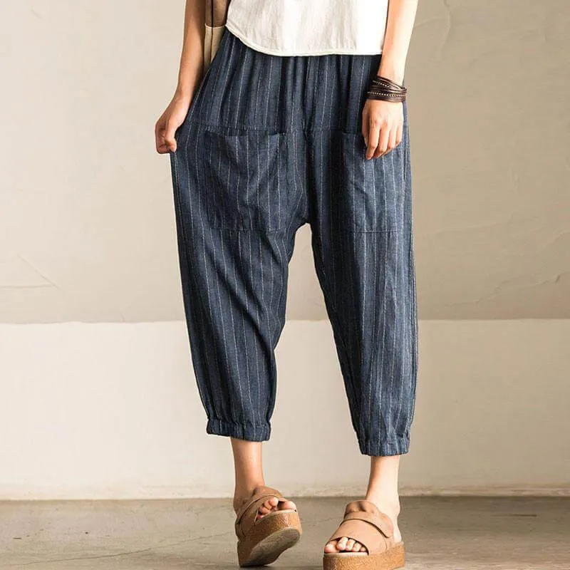 Summer Stripes Cropped Pegged Pants