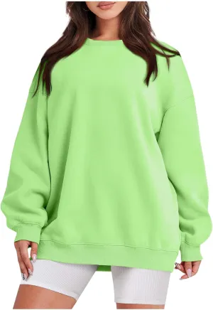 Sweatshirt for Women Solid Color Long Sleeve Crewneck Oversized Sweatshirt Loose Fit Cozy Pullover 2024 Fall Outfits