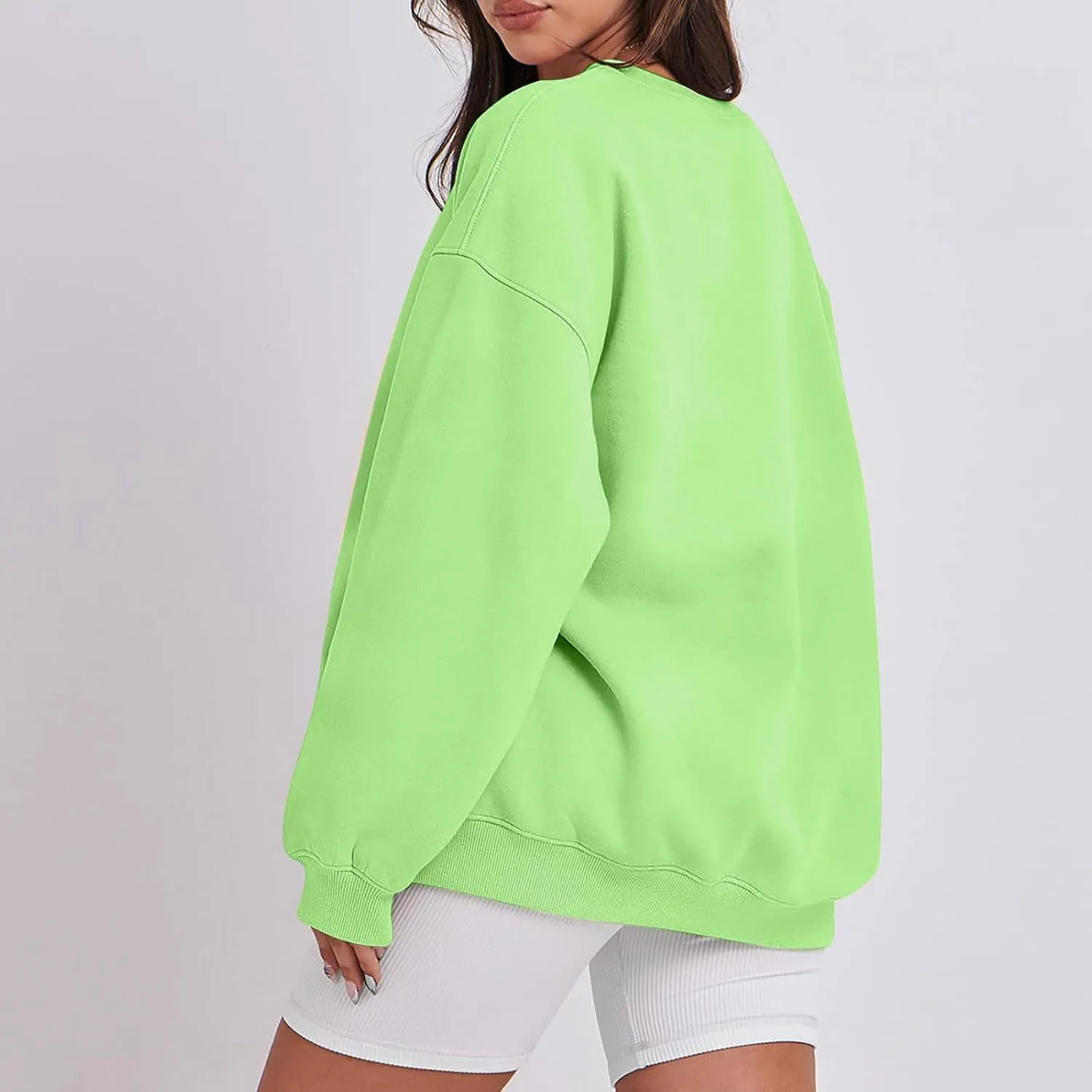 Sweatshirt for Women Solid Color Long Sleeve Crewneck Oversized Sweatshirt Loose Fit Cozy Pullover 2024 Fall Outfits