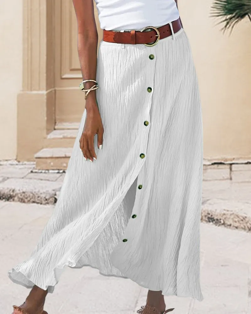 Syndy - Flowing Button Skirt