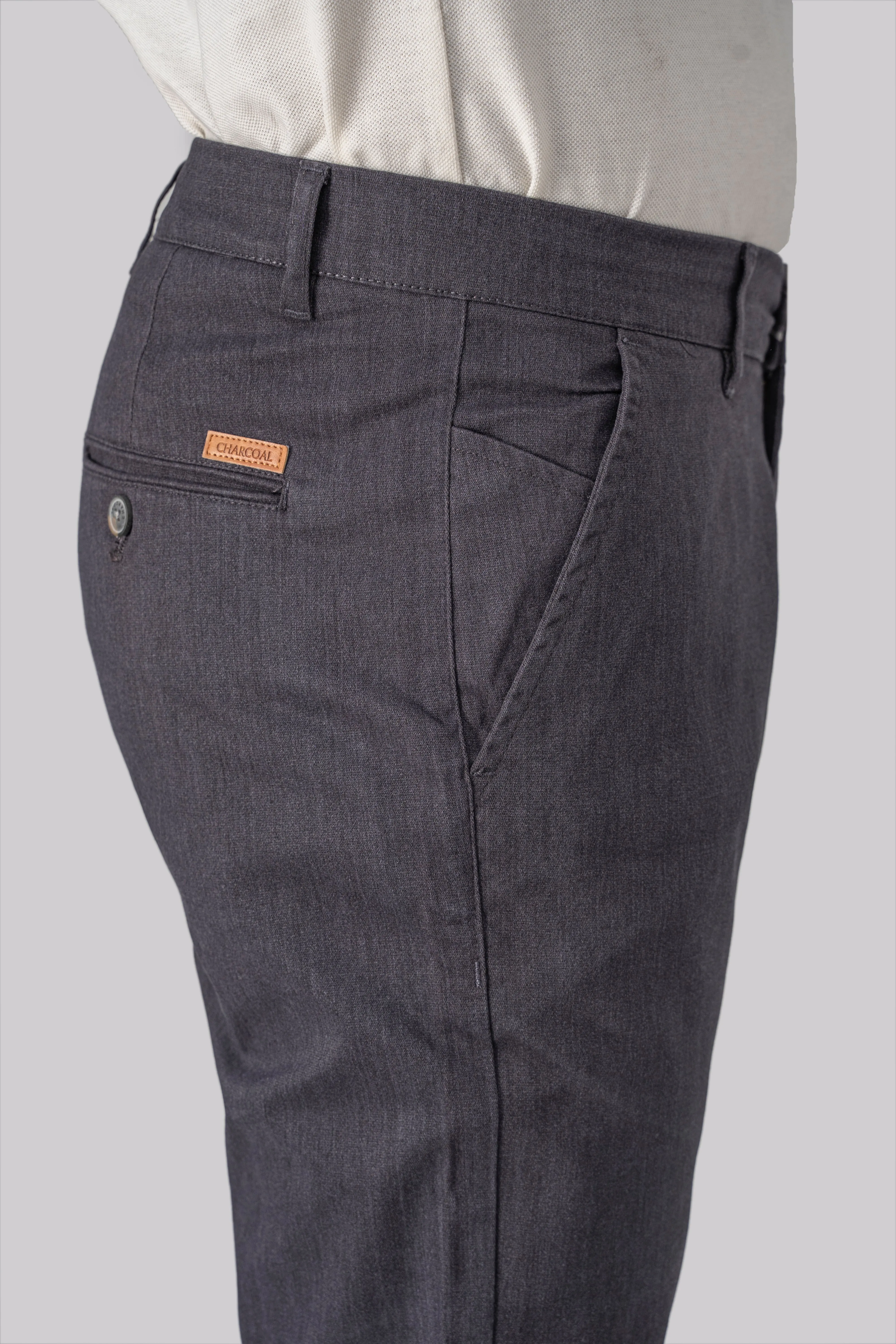 TEXTURED SLIM FIT CASUAL PANT DARK GREY