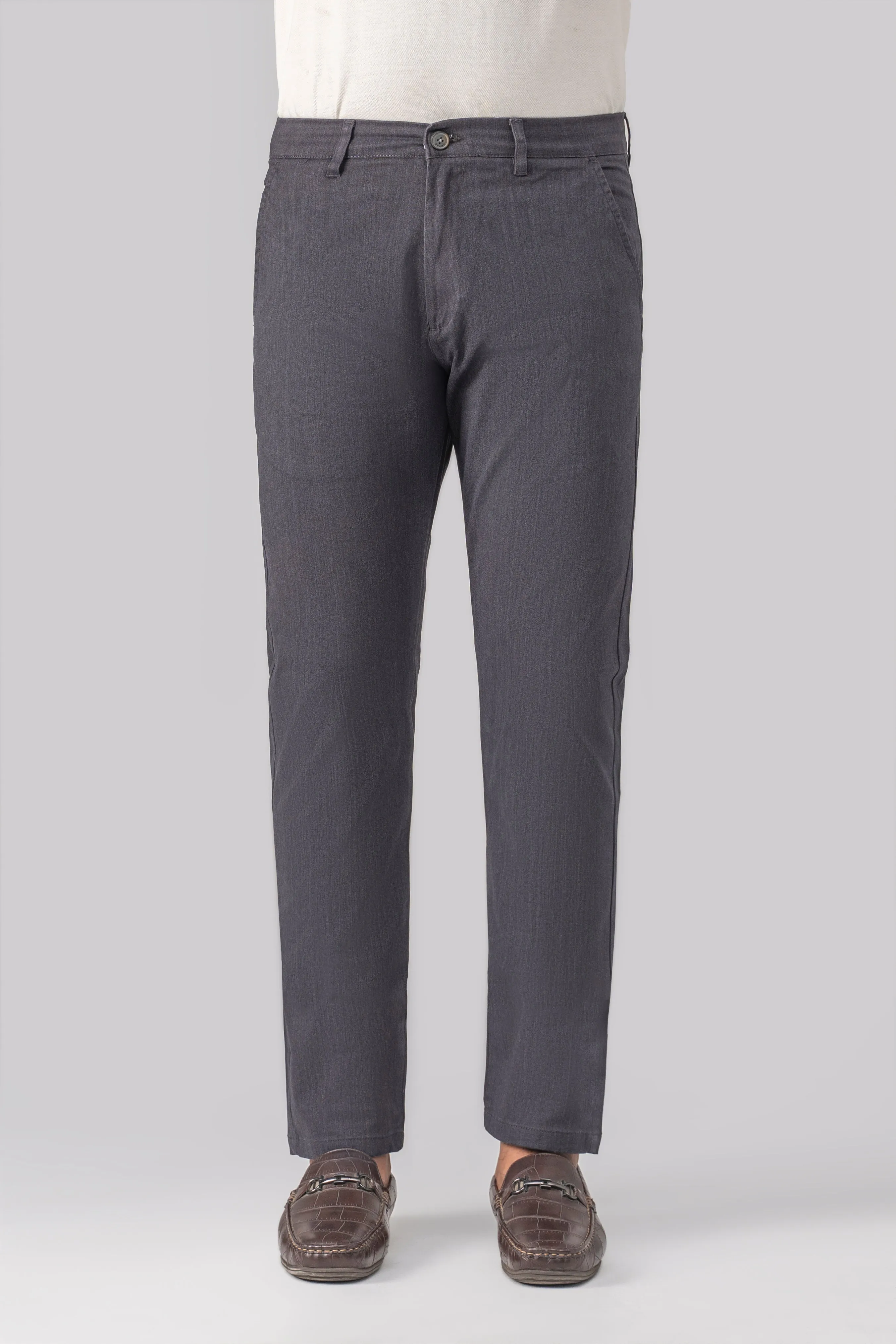 TEXTURED SLIM FIT CASUAL PANT DARK GREY