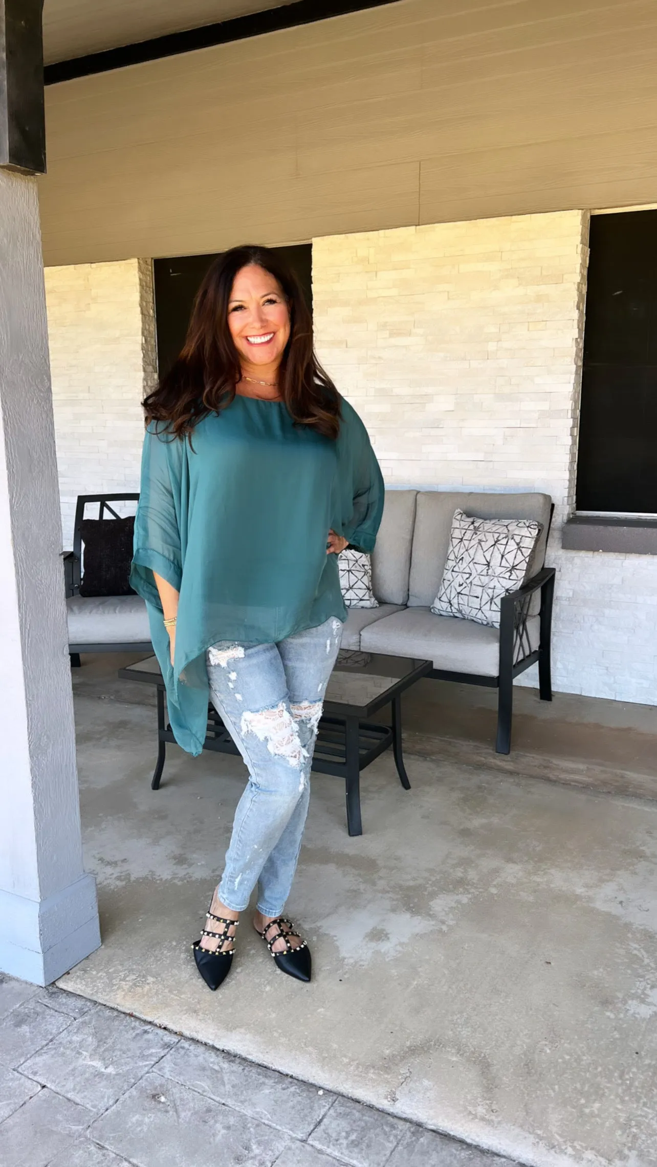 Turquoise Silk Top