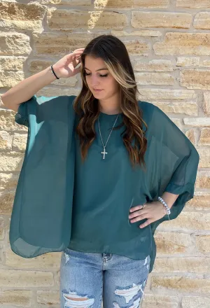 Turquoise Silk Top