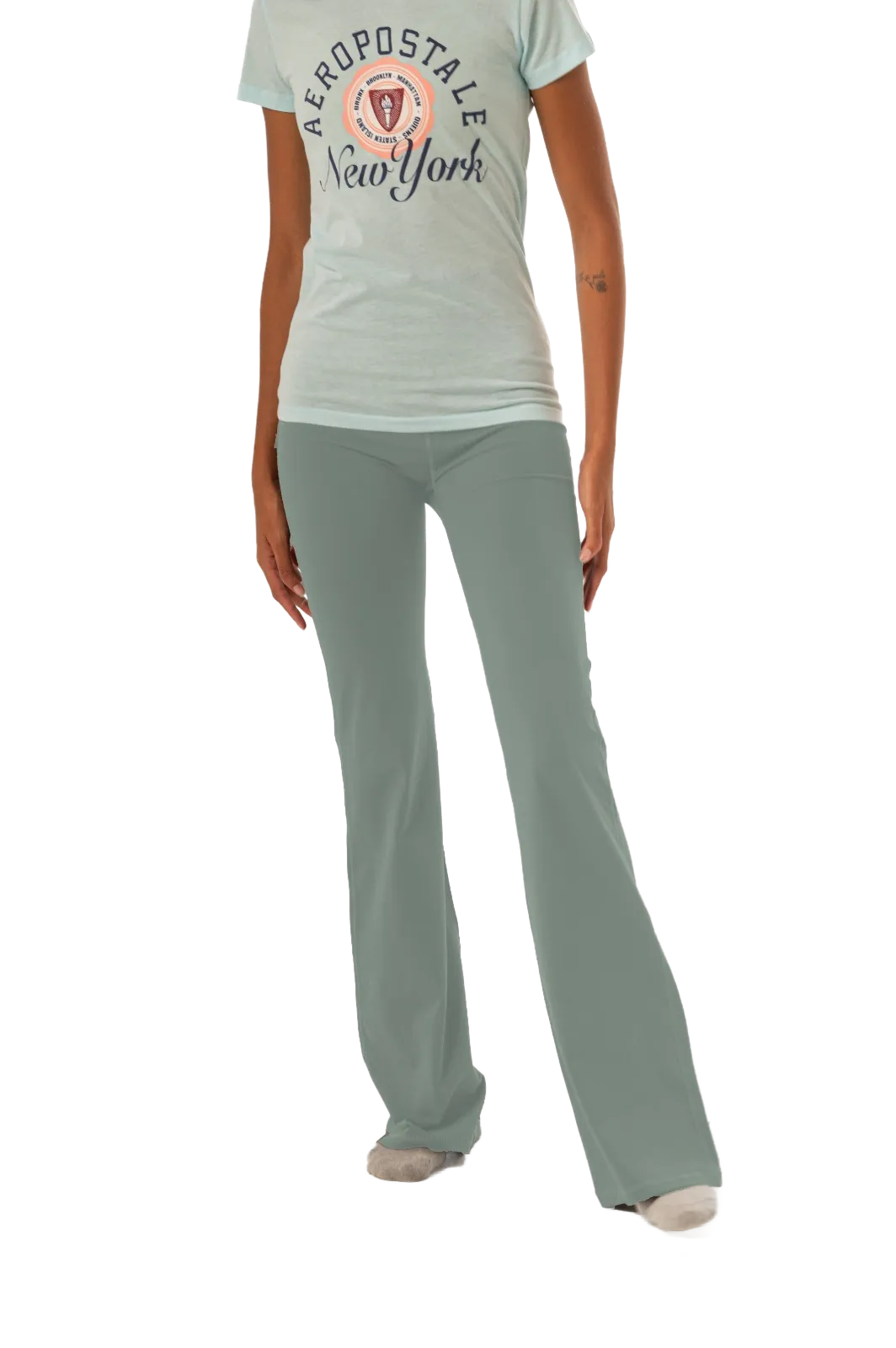 ULTRA HIGH RISE FULL LENGTH FLARE LEGGING - KAWA GREEN