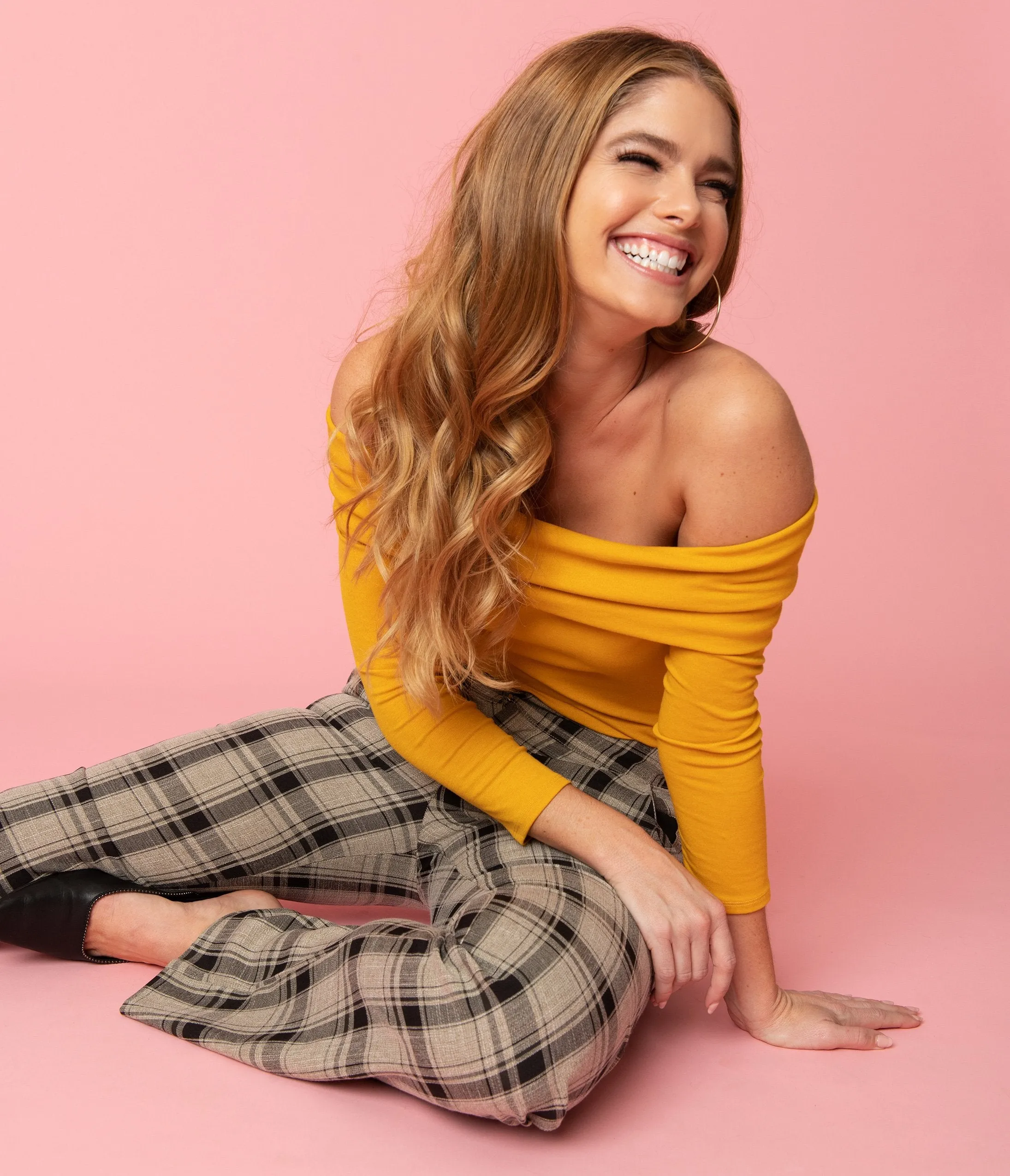 Unique Vintage Mustard Off Shoulder Cowl Sleeved Nina Top