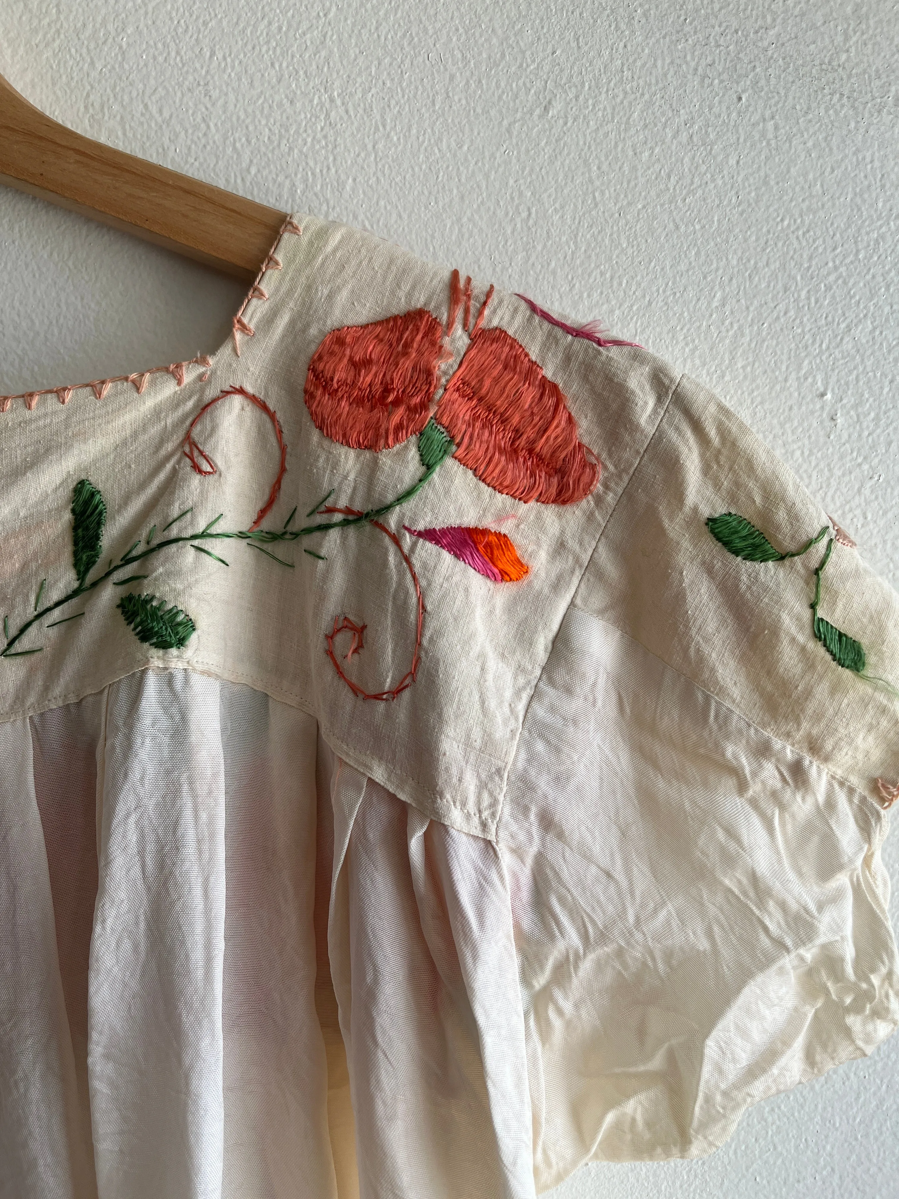 Vintage 1970s Embroidered Silk Blouse