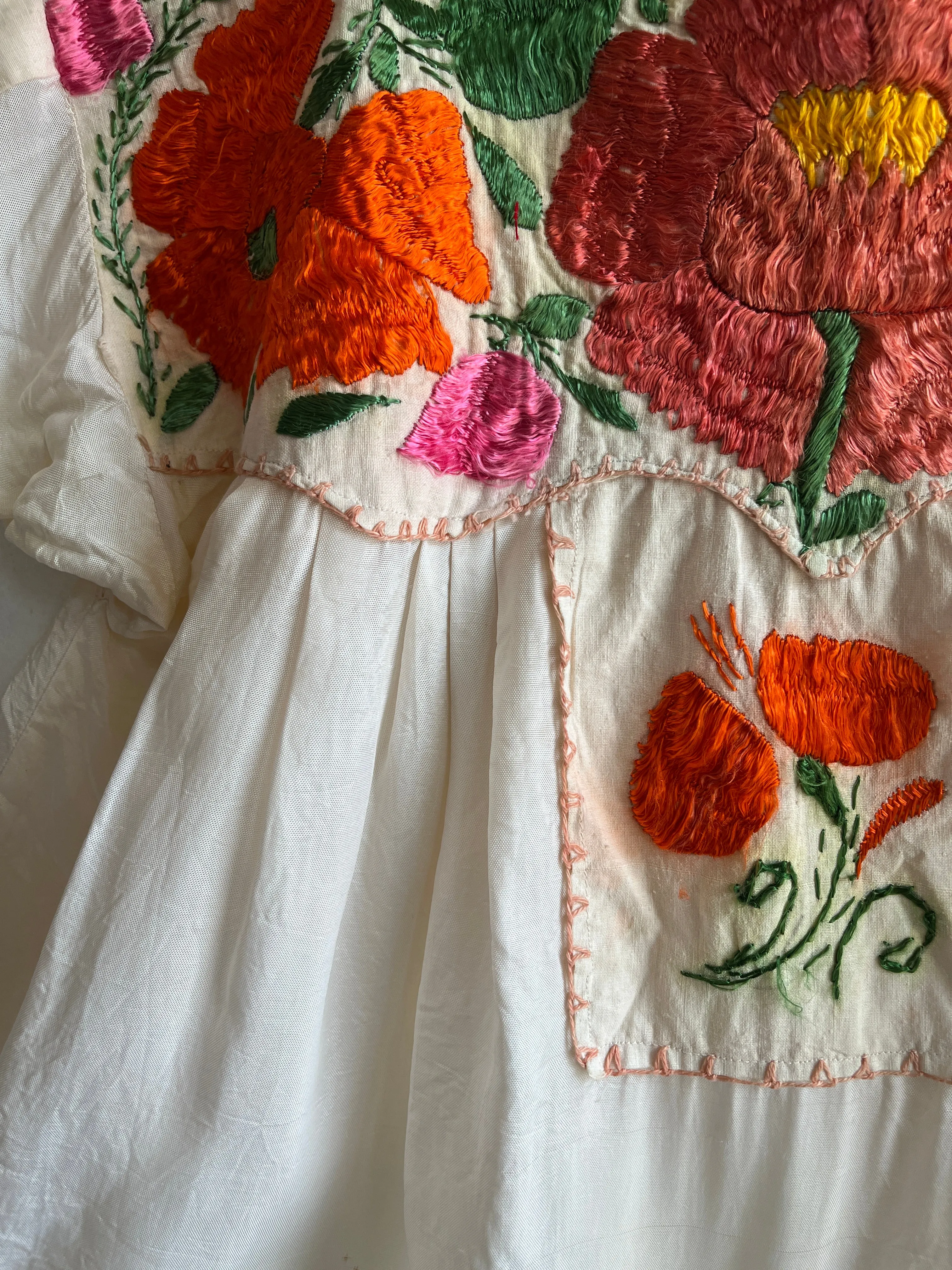 Vintage 1970s Embroidered Silk Blouse