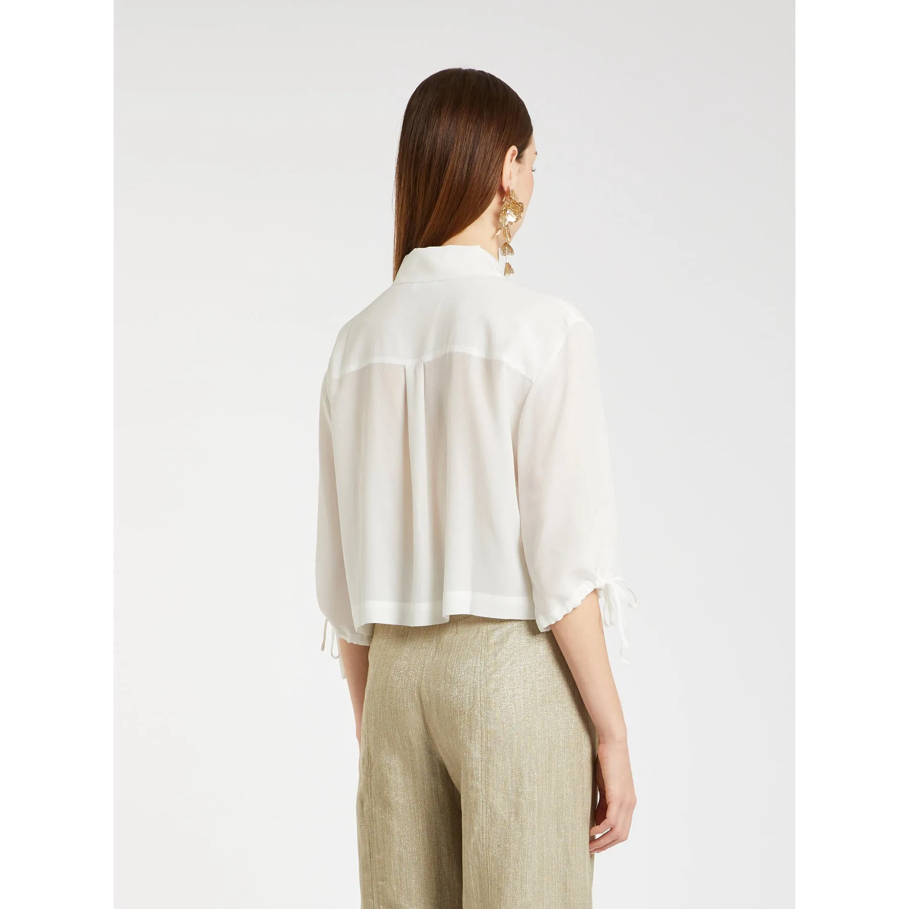 white pure silk shirt