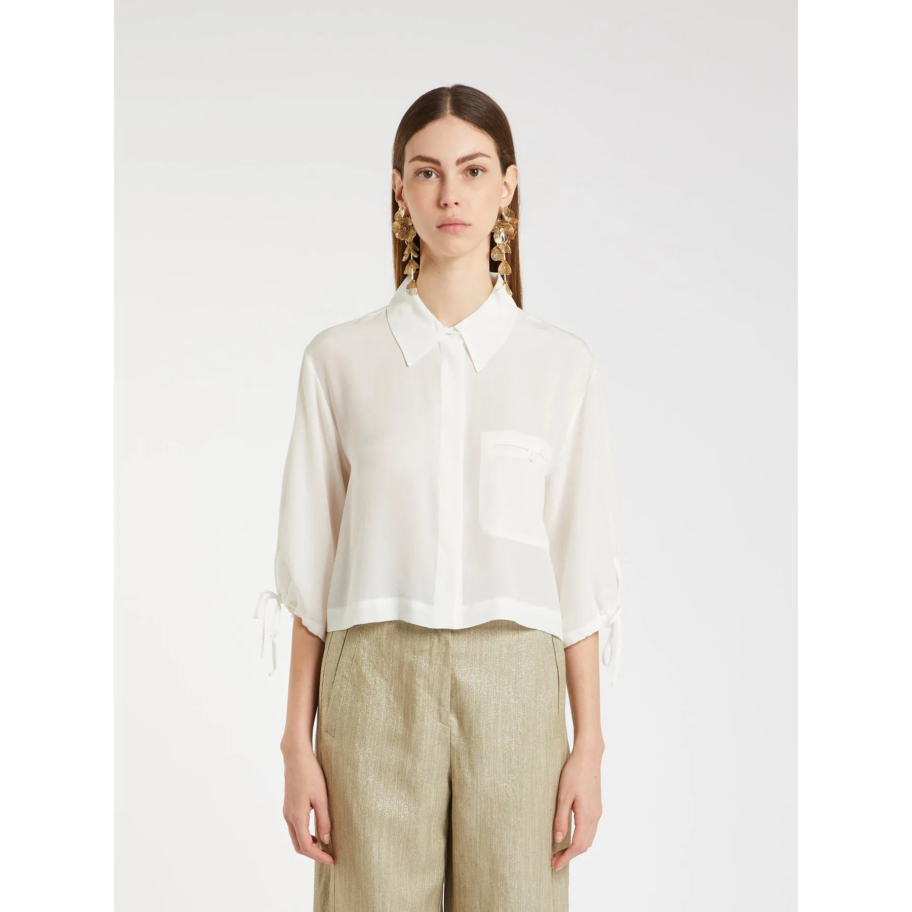white pure silk shirt