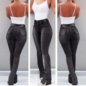 Wide Leg High Waist Stretch Jeans Sexy Pants