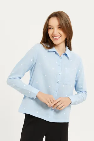 Women Blue Shirt Top