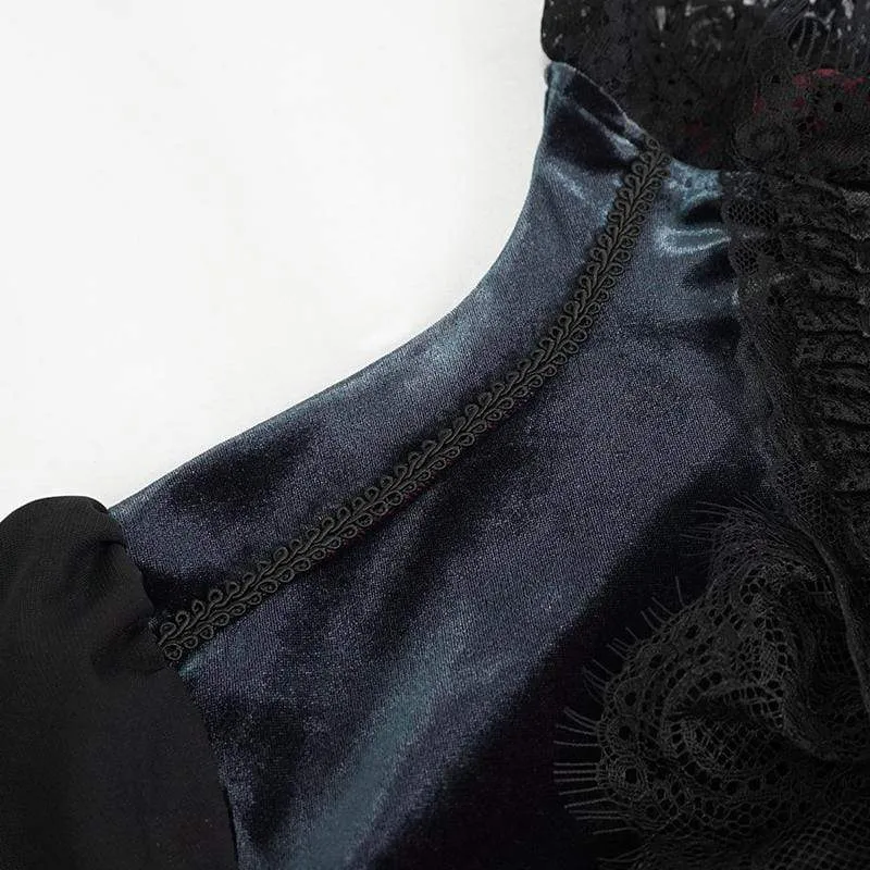 Women's Gothic Puff Sleeved Lace Splice Shirt