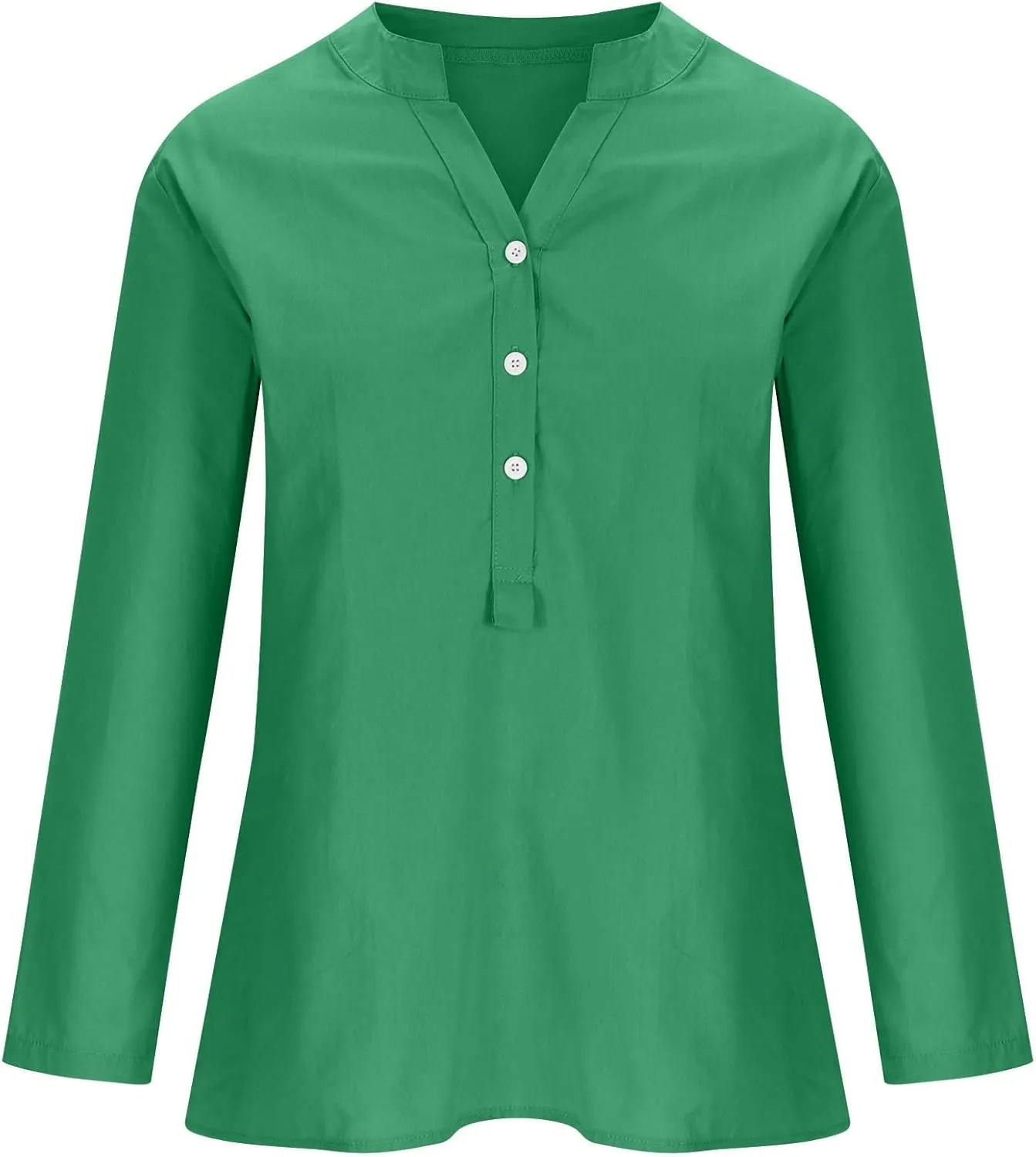 Women's Linen Shirts V Neck Buttons Blouses Floral Oversized Tee Top Short Sleeve Loose Fit Shirt