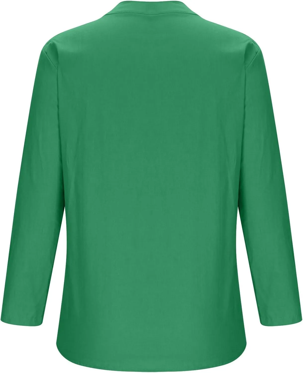 Women's Linen Shirts V Neck Buttons Blouses Floral Oversized Tee Top Short Sleeve Loose Fit Shirt