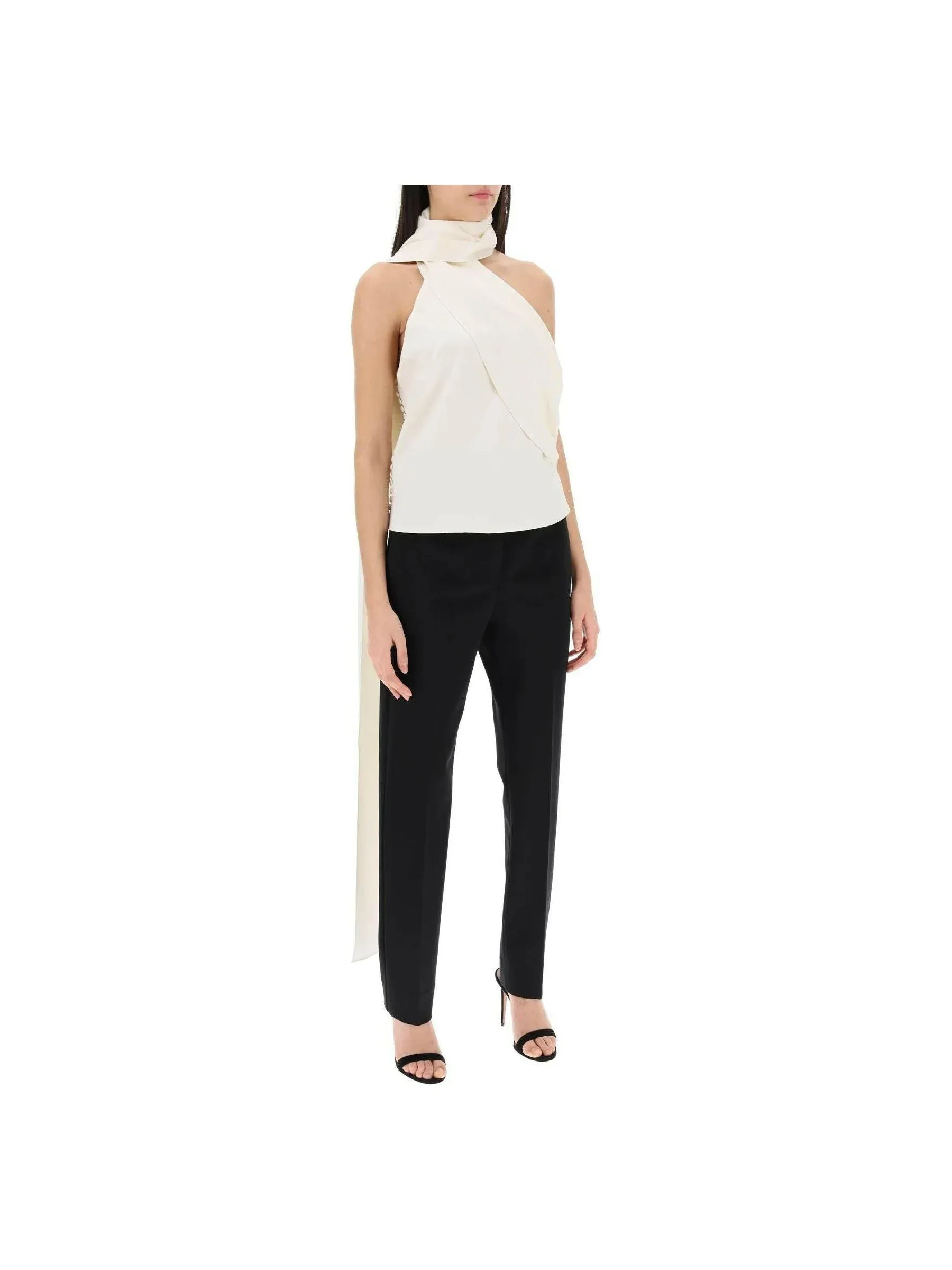 Wrap Neck Silk Blouse