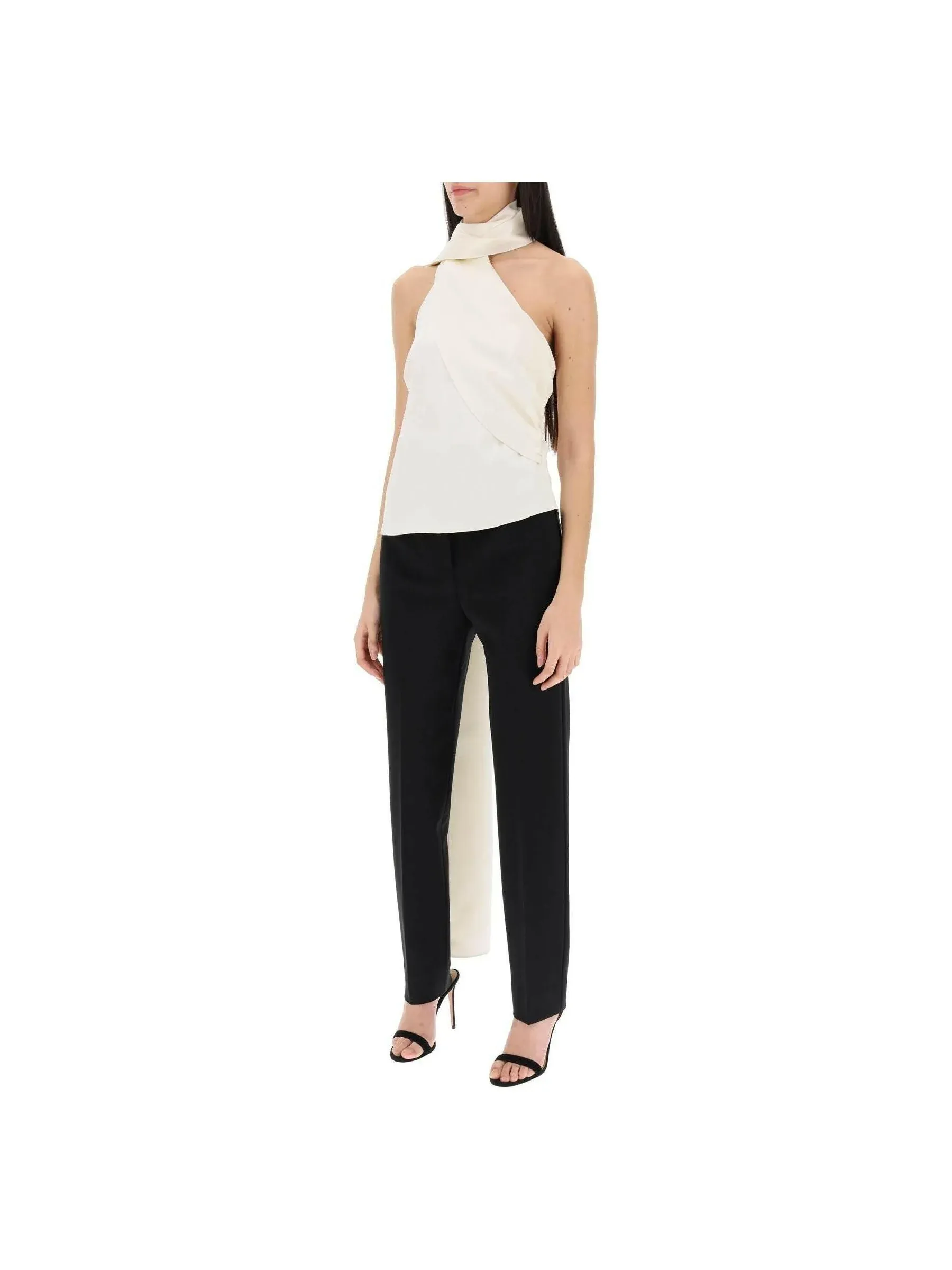 Wrap Neck Silk Blouse