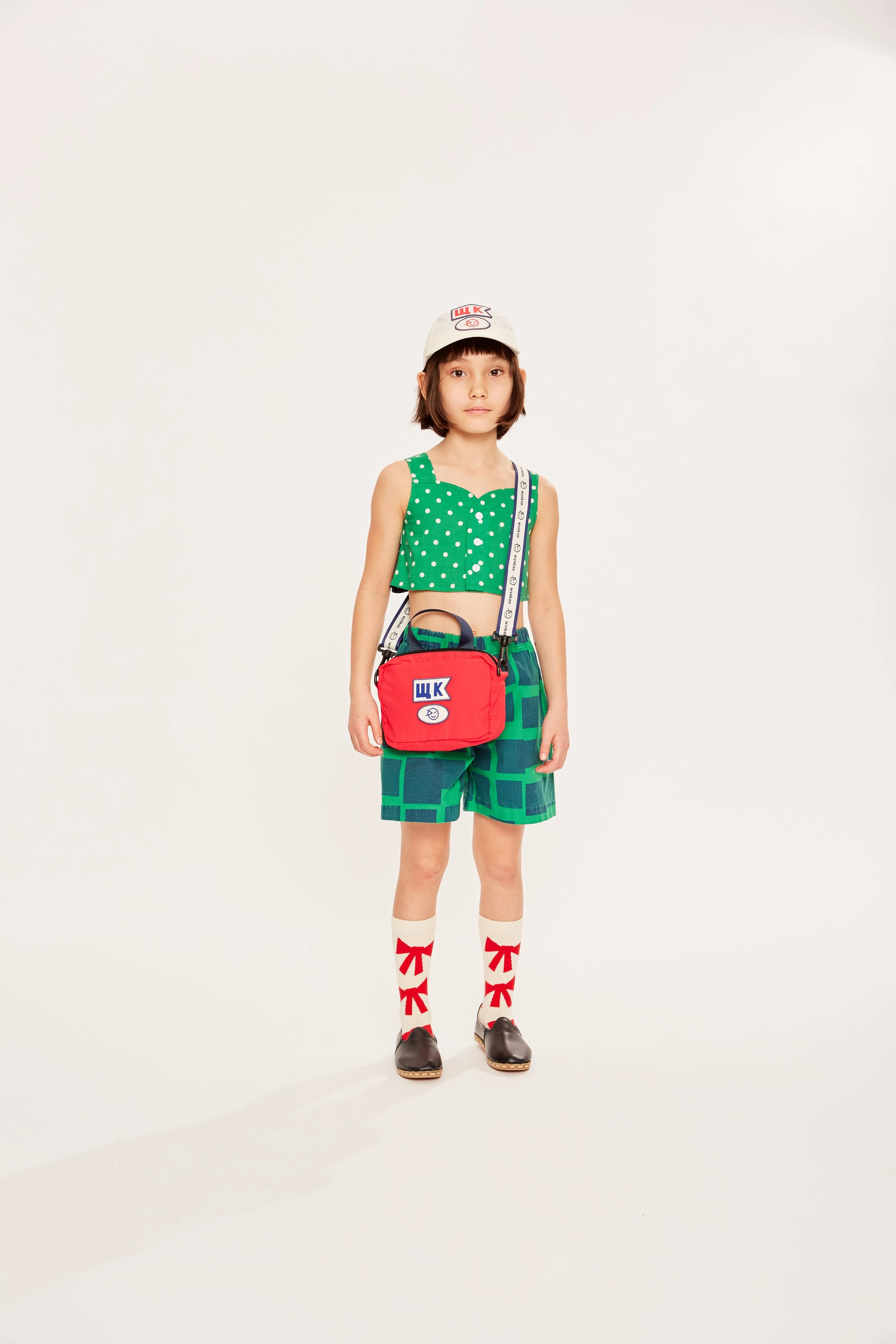 Wynken - glider sun top - fresh green/polka dot