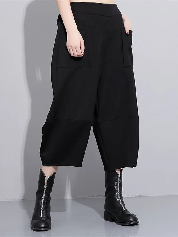 xakxx Casual High Waisted Loose Wide Leg Black Harem Pants