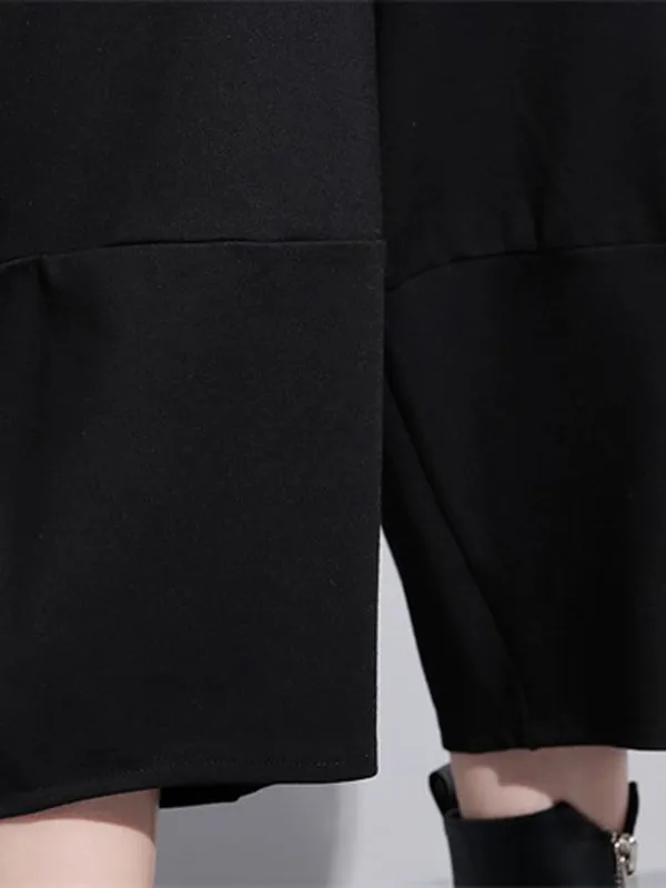 xakxx Casual High Waisted Loose Wide Leg Black Harem Pants