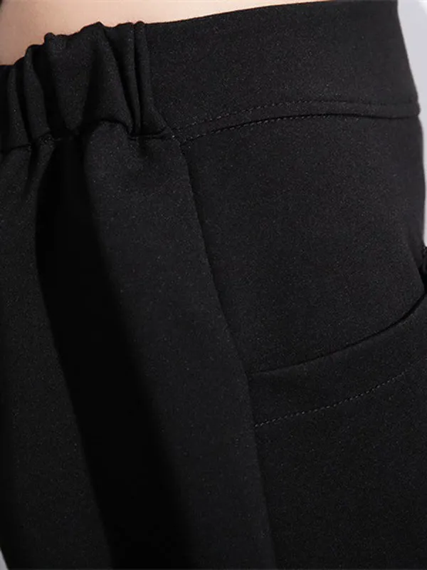xakxx Casual High Waisted Loose Wide Leg Black Harem Pants